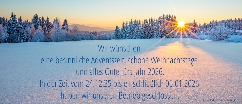 grosse schneefläche, wald und berge im hintergrund, hinten rechts sonnenuntergang