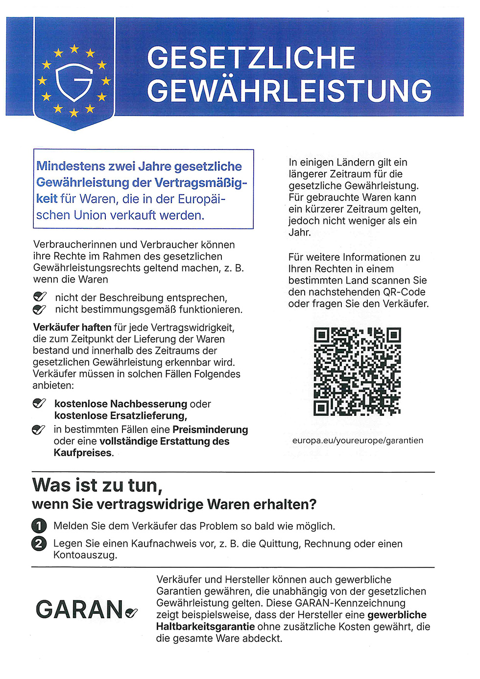 Gesetzliche Gewaehrleistung